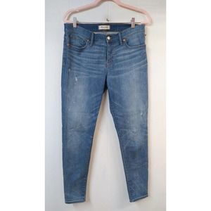 Madewell WM 31 "8 Inch Skinny" Jeans Blue Distressed Medium Wash 5 Pockets